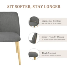 Goeurvant Silla de Comedor Ergonómica Moderna con Respaldo Curvo - Juego de 2 piezas / 4 piezas / 6 piezas - Gris - Ver 4