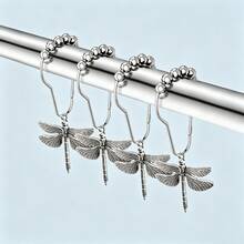 12 chiếc móc treo rèm phòng tắm hình chuồn chuồn, vòng treo rèm chống rỉ, chủ đề côn trùng mùa xuân, kim loại, chống nước, bi lăn dễ lắp đặt, trang trí phòng tắm chủ đề rừng tự nhiên vườn quê trang trại - Nhiều màu - Xem 1