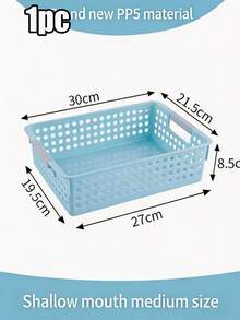 1 pieza Cesta de almacenamiento de plástico de gran capacidad color macaron, caja organizadora multifuncional para snacks y juguetes de escritorio, material PP con asa integrada, caja de almacenamiento apilable y minimalista que ahorra espacio, adecuada para el hogar, la cocina, el baño, el dormitorio y la oficina - Multicolor - Ver 17