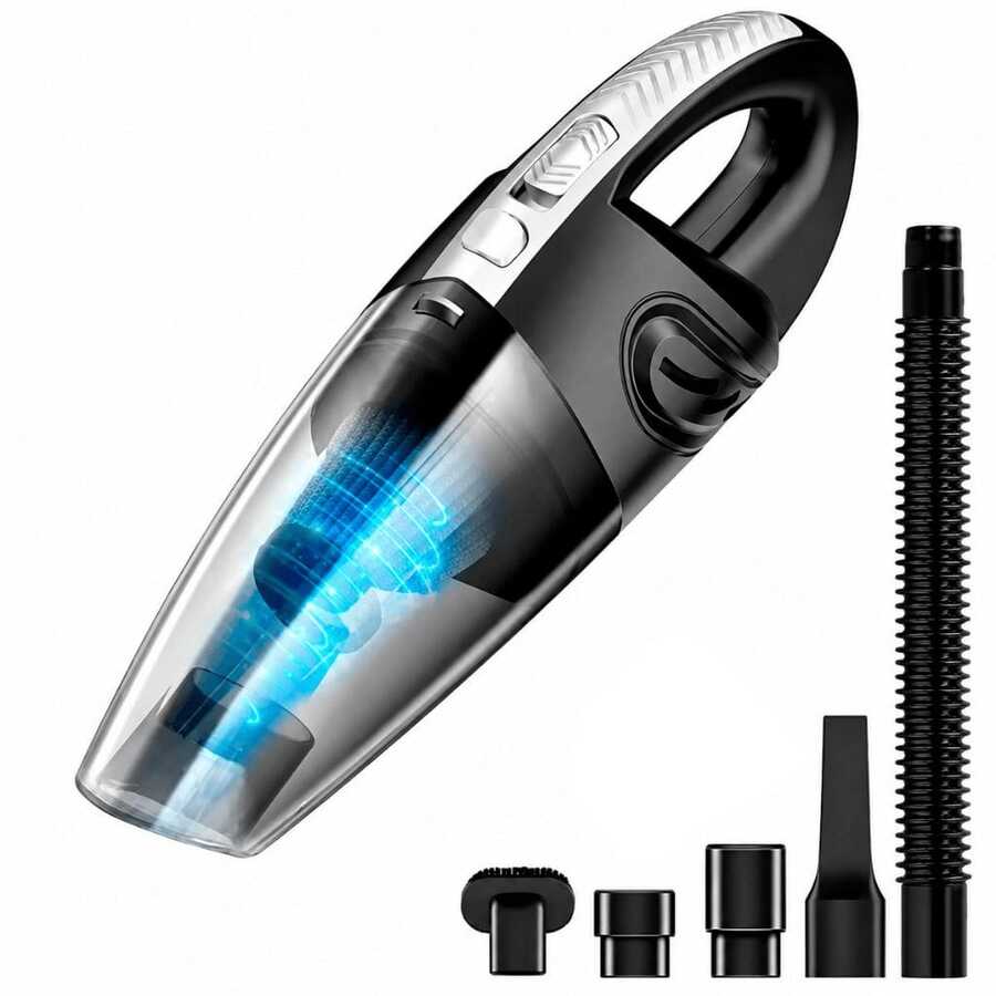 Aspirador De Pó Sem Fio Para Limpeza Multiuso Carro Doméstico Portátil Úmido E Seco Poderoso - Aspirador Carro 120W Preto - Visão 1