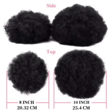 ZHENDEFA 100% Virgin Human Hair Afro Ponytail Extension, Kinky Curly Drawstring Bun, Clip In Hairpiece For Women - Multicolor - View 5