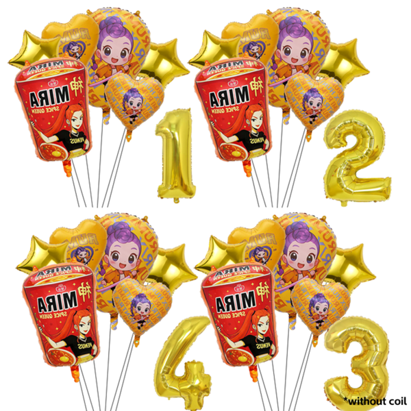 Authorized Cartoon Cute Yellow Cool Girl K-POP Music Instant Noodle Theme Balloon Set, Suitable For Children's Birthday Party Decoration Balloon Number Set, Baby Shower Party Supplies, Perfect Gift And Toy Balloons