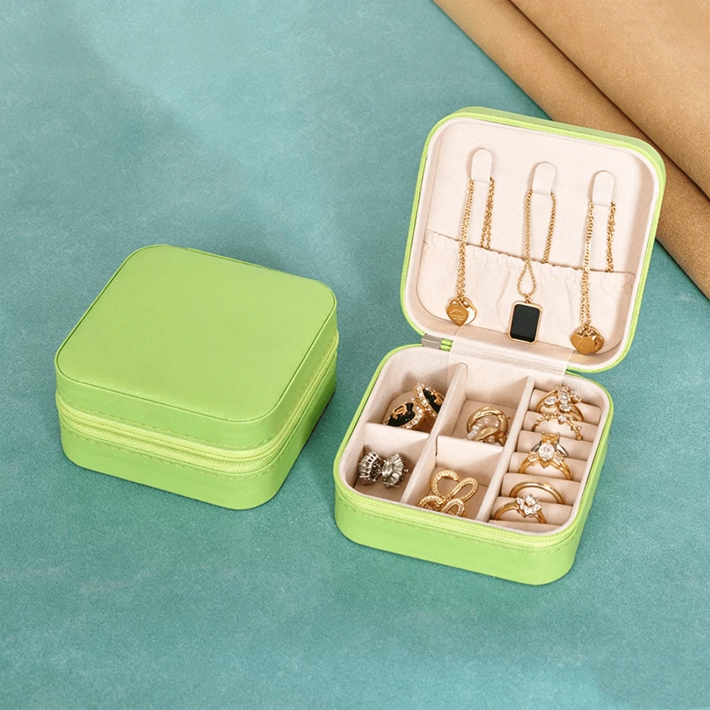 1pc Mini Portable Jewelry Box, Travel Jewelry Organizer, Suitable For Necklaces, Earrings, Rings, Small Storage Box For Women - Multicolor - View 15