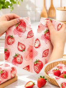 20pcs/Roll Blueberry Print Kitchen Dish Cloths, Washable Reusable Oil-Absorbent Lint-Free Quick-Dry Non-Stick, Suitable For Kitchen, Dorm, BBQ, Picnic, Camping, RV, Hiking And Road Trip, Essential For Summer Outdoor Travel - Multicolor - View 4