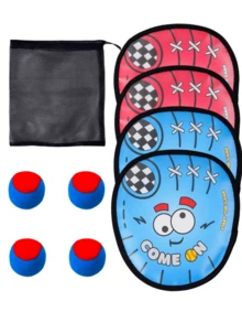 接球與投球遊戲套組，適合兒童，2 個拍子黏球套組，幼兒棒球接球玩具，戶外遊戲，適合海灘、院子和露營，家庭運動復活節籃子填充禮物，適合 3-12 歲男孩和女孩 - 多色3 - 查看 2