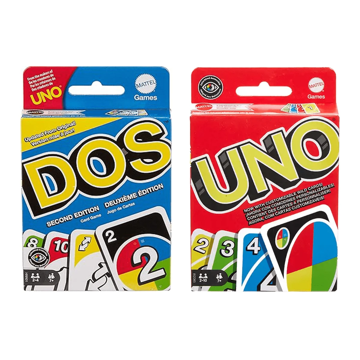 Mattel UNO/DOS 卡牌遊戲，108 張卡牌家庭聚會遊戲，由 UNO 製造商生產，適合兒童與成人（7 歲以上）的趣味策略桌上遊戲