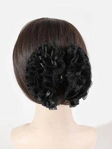 1件女士雙層大花髮夾髮飾 優雅夏季女用髮飾 - 黑色 - 查看 4
