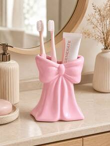 Ins Style Bowknot Design Storage Rack, 3 Colors Available, Multi-Purpose For Toothbrush/Makeup Brush/Pen, Bathroom And Vanity Decor, Gift - Multicolor - View 10