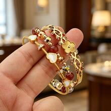 3 件套镀金珠宝礼物全水钻镶嵌腰带罗马风格 18K 金不锈钢手链女士 - 羅馬組合款 - 查看 5