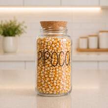 Pote de Vidro Pipoca 810 ml com tampa rolha cortiça| Mantimento - Transparente - Visão 1