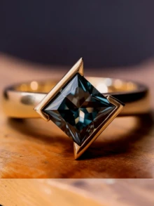 Elegant Luxury Engagement Copper Ring Set With Large Blue Princess Cut Cubic Zirconia, High Quality Ring, Symbol Of Elegance And Nobility, Suitable For Daily Wear, Holiday Gifts, Party Accessories, Holiday Gifts, Fine Carving, Women's Fashion - Ring - View 6