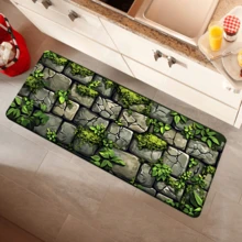 1/2/3pcs Set Stone Pattern 2D Flat Print Kitchen Rug, Stone Pattern 2D Flat Print Non-Slip Bottom Comfortable Floor Mat, Suitable For Entryway, Hallway, Kitchen, Machine Washable, Easy To Clean, Home Decor, Entryway Decor, Bathroom Decor, Kitchen Rug - Green - View 14