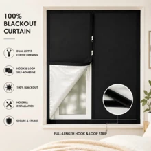 Travel & Home Temporary Blackout Curtain, Dual Zipper Design, Hook & Loop Easy Installation, UV Protection & Heat Insulation Window Curtain - A - View 7