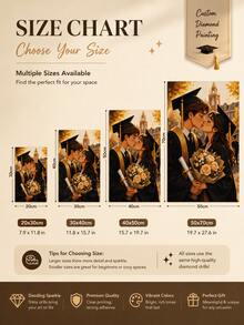 Customized Graduation Couple Photo Diamond Painting Set, Personalized 5D Diamond Art Portrait, DIY Diamond Embroidery Wall Decor, Romantic Kissing Couple Graduation Gift, Mother's Day, Friend Gift, Warm Movie 3D Animation Style - Multicolor - View 6