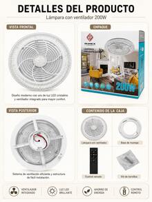 1 Piece 36CM/40CM Ceiling Fan With Remote Control 3 Color Lights, 3 Speeds, With Timer Function, Recessed Fan Light, For Kitchen/Bathroom/Bedroom - 200W - View 12