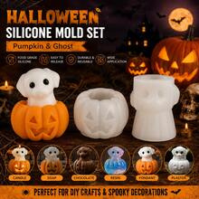 6pcs Halloween Ghost Pumpkin Silicone Mold, 3D DIY Candle Soap Resin Chocolate Mold, Reusable Craft Mold For Halloween Party Decor - Multicolor - View 1