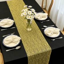 1 Roll Gold Star Polyester Fiber Table Runner, Durable And Wear-Resistant, Solid Color Exquisite, Suitable For Dining Room, Hotel, Wedding, Kitchen, Living Room And Other Dining Environments, Tabletop Decoration, Tabletop Display Design - View 5