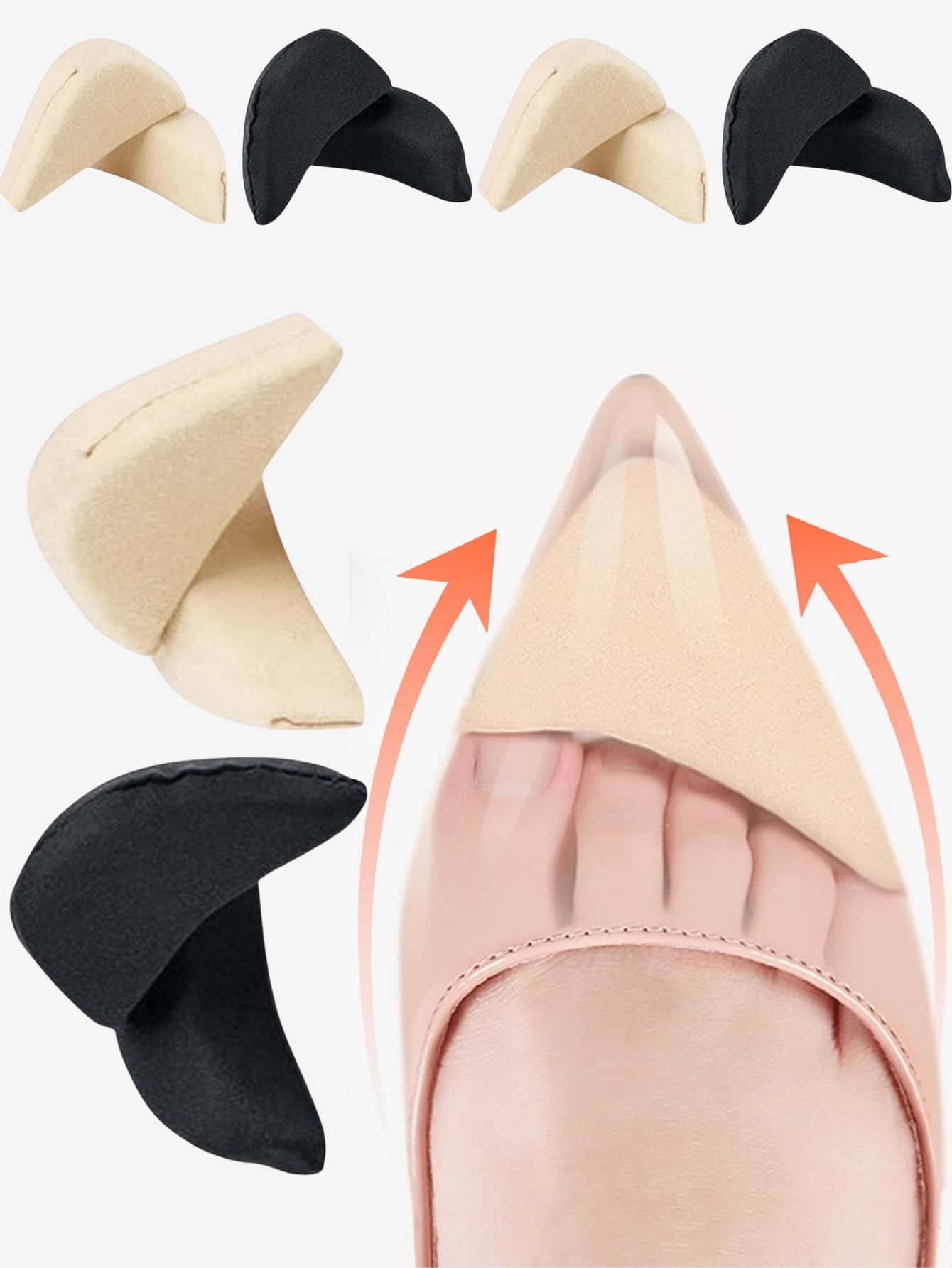 6/3/2/1 Pair Breathable, Soft Sponge Forefoot Pads For High Heels - Odor-Eliminating, Sweat-Absorbing, And Forefoot Pain-Relieving - Multicolor - View 1