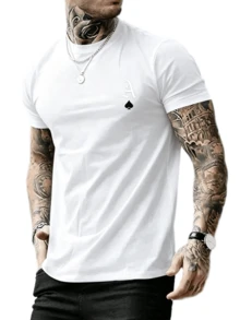 Manfinity Men's T-Shirt With Poker Print. - 白色 - 查看 5