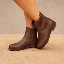 Women's Mid-Calf Brown Rain Boot - Rust Brown - View 1