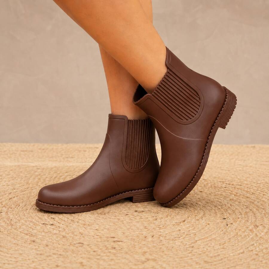 Women's Mid-Calf Brown Rain Boot - Rust Brown - View 1