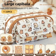 6pcs Student Multi-Functional Stationery Storage Pencil Case, Capybara Pattern - Perfect Back To School Supplies, Visually Appealing, Pencil Case - Upgraded Double-pull Pencil Case - View 16