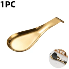 1-5 piezas Reposacucharas con forma de pez de acero inoxidable dorado, soporte anti-óxido para utensilios para el hogar & restaurante - Dorado - Ver 18