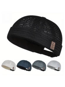 1pc Men's Spring/Summer Thin Breathable Large Mesh Cap, Flat Cap, Sun Protection Sports Fishing Hat, No-Top Baseball Cap - Multicolor - View 1