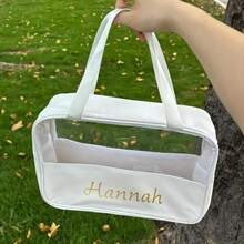 Personalized Clear Makeup Bag, Custom Name PVC Cosmetic Bag, Waterproof Travel Toiletry Bag, Beach Bag, Bridesmaid Gift, Gift For Her Custom Pool Bag - Multicolor - View 6
