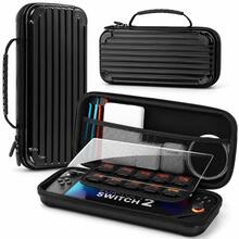 Carrying Case Compatible With Nintendo Switch 2 2025, Hard Shell Travel Pouch With Screen Protector, Thumb Grip Caps, 10 Game Card Slots And Mesh Pocket, Portable Console Storage Bag, Silver - View 5