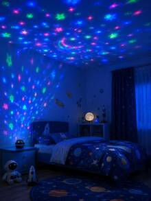 1pc [Starry Sky Projection Light] Multi-Color Moon And Star Projection Light, Rotating Light Effect Suitable For Living Room, Bedroom, Party And Room Decoration - Multicolor - View 6