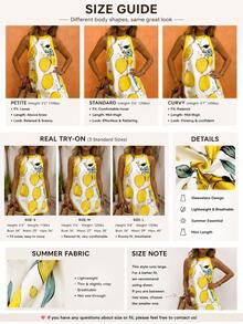 Sea Starshine Women's Bohemian Style Summer Beach Casual Vacation Comfortable Sleeveless Dress With Contrast Lemon Leaf Pattern White Elegant - White - View 6