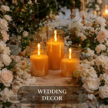 3 Sets Gold LED Flameless Candles With Remote Control, Battery Operated Flickering Candle Lights, Suitable For Home/Thanksgiving Christmas Tabletop Decoration - LED Pillar Candles - View 4
