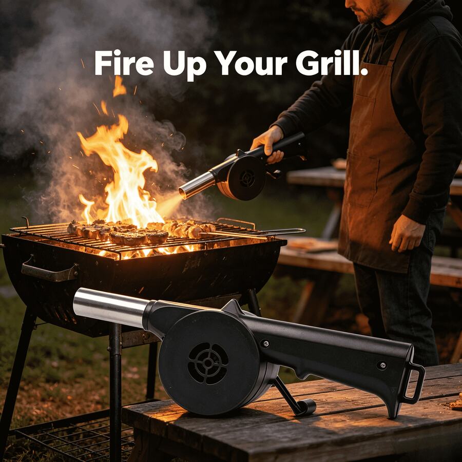 Camping BBQ Blower Fan, Outdoor & Home Cooking Tool, Hand-Crank Portable Air Blower, Wholesale - Hand-cranked Portable Blower for Picnics - View 1