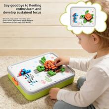 New Children's Mushroom Peg Puzzle Toy, Creative DIY Desktop Educational Set, Includes 10 Cards In 7 Color Combinations, Comes With A Portable Storage Box, Convenient For Indoor And Outdoor Play - Color - View 4