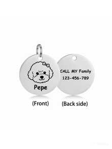 1 pieza Placa de identificación personalizada para mascotas, información personalizada de doble cara, nombre de mascota e información de identidad grabables, anti-pérdida efectiva, placa de mascota de metal de acero inoxidable duradera y sin decoloración, adecuada como regalo personalizado de cumpleaños o aniversario para mascotas - Plateado - Ver 4