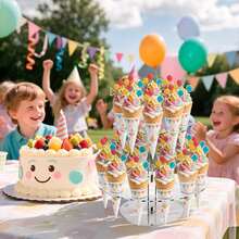 Acrylic Ice Cream Cone Rack, Single Layer 16-Hole/Double Layer 24-Hole Acrylic Waffle Cone Display Stand, Cupcake Cone Rack, Hand Roll Sushi Popcorn Rack - Perfect For Parties, Events And Dessert Bars, Birthday Parties, Weddings, Christmas, Flower-Shaped Transparent Food Display Stand - Multicolor - View 7