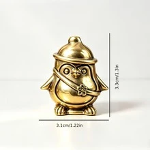 復古青銅背背包企鵝小雕像，可愛迷你企鵝雕像，復古桌面裝飾擺件 - 多色 - 查看 2