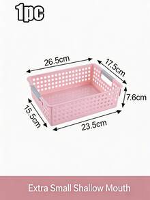 1 pieza Cesta de almacenamiento de plástico de gran capacidad color macaron, caja organizadora multifuncional para snacks y juguetes de escritorio, material PP con asa integrada, caja de almacenamiento apilable y minimalista que ahorra espacio, adecuada para el hogar, la cocina, el baño, el dormitorio y la oficina - Multicolor - Ver 12