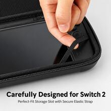 Carrying Case Compatible With Nintendo Switch 2 2025, Hard Shell Travel Pouch With Screen Protector, Thumb Grip Caps, 10 Game Card Slots And Mesh Pocket, Portable Console Storage Bag, Silver - View 7