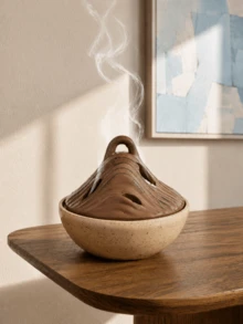 1pc Mountain Landscape Incense Burner, Deep Green Zen Decor, Nature-Inspired Aromatherapy Accent, Meditation Ornament, Sculptural Home Decor, Suitable For Living Room, Bedroom, Desk - Multicolor - View 4