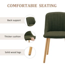 Goeurvant Modern Minimalist Vertical-Stripe Upholstered Dining Chairs With Ergonomic Back & Solid Wood Legs For Living Room, Kitchen, Bedroom - Set Of 2 / Set Of 4 / Set Of 6 - Grass Green - 綠色 - 查看 4