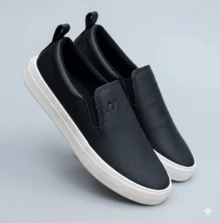 Men's Casual Slip-On Sneakers One Flip Comfortable Lightweight For Work, Outings, Everyday Use, Walking, Modern Urban Style, Lace-Free, Easy To Put On, Non-Slip Sole, Material - 黑色運動鞋 - 查看 4