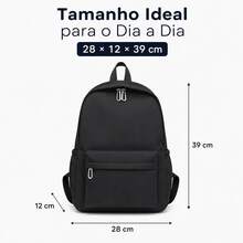 Mochila universitária estilo INS: Simples e versátil, mochila estudantil de grande capacidade, mochila de viagem para laptop em cor sólida(Cor aleatória) - Retângulo - Visão 2