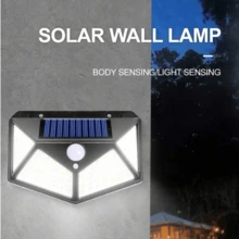 100 LED Solar Lights Outdoor, Super Energy-Saving IPosible Motion Sensor Security Lights, 270° Lighting Range Solar Powered Wireless Waterproof Wall Lights - Black - View 3