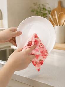 20pcs/Roll Blueberry Print Kitchen Dish Cloths, Washable Reusable Oil-Absorbent Lint-Free Quick-Dry Non-Stick, Suitable For Kitchen, Dorm, BBQ, Picnic, Camping, RV, Hiking And Road Trip, Essential For Summer Outdoor Travel - Multicolor - View 6