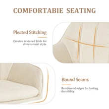 Goeurvant Modern Grid-Stitched Upholstered 360° Swivel Dining Chairs With Armrests And Removable Cushion For Dining Room, Living Room, Office - Set Of 2 / Set Of 4 / Set Of 6--Cream-Chenille - 奶油 - 查看 5