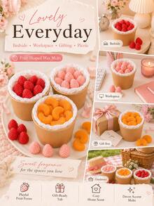 10pcs/Bucket Fruit Shaped Soy Wax Melts, Scented Wax Cubes For Wax Warmer And Candle Warmer Lamp, Strawberry Orange Style Home Fragrance, Summer Picnic Decor, Room Decor, Fall Decor, Birthday Gift, Summer Gift, Gifts For Women - B - View 12