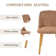 Goeurvant Modern Minimalist Vertical-Stripe Upholstered Dining Chairs With Ergonomic Back & Solid Wood Legs For Living Room, Kitchen, Bedroom - Set Of 2 / Set Of 4 / Set Of 6---Brown (Chenille) - 棕色 - 查看 4