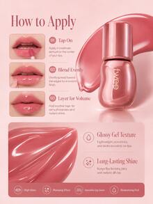 Fwee 1pc 5.3g Rosy 70% 3D Voluming Lip Gloss, Rich Syrup Shine Moisturizing Non-Sticky Lip Color For Date Makeup Gift For Partner #B08 ROSY - #B08 ROSY 70% - View 8
